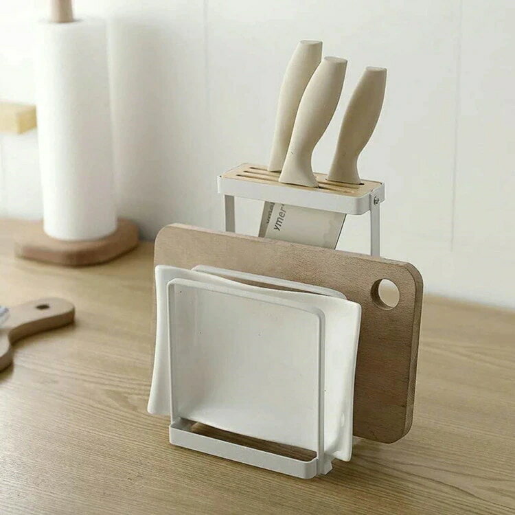 式ナイフ棚まな板棚鍋蓋ナイフ野菜板収納多機能置物棚キッチン整理鉄芸