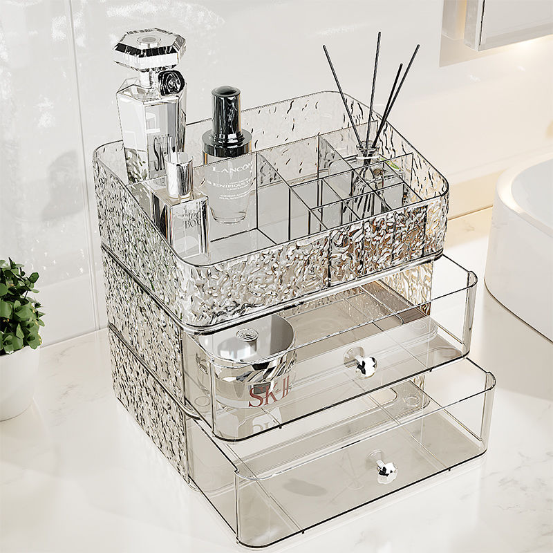 少女 宿舎 引き出し式 ネットレッド 格を分け 収納 ボックス デスクトップ 鏡台 化粧品 クリア 収納ケース