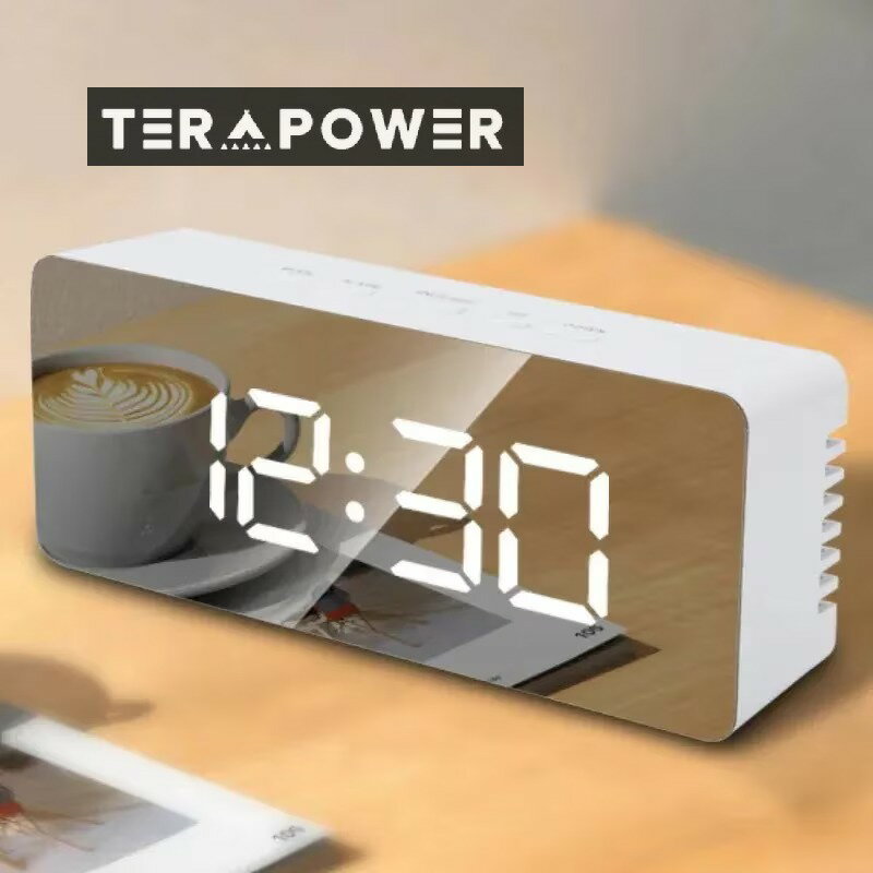 []学生用の小さな目覚まし時計ミラー時計静かな旅時間シンプルでファッショナブルなLED 電子デジタル時..