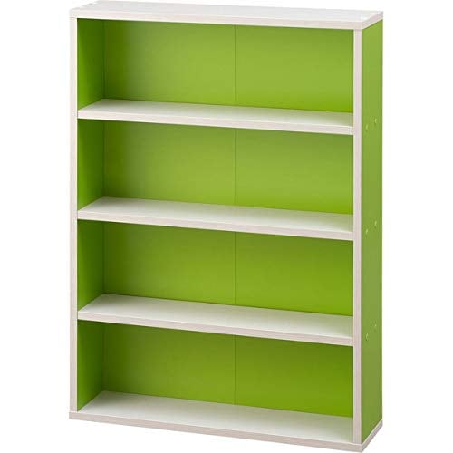 アイリスオーヤマ本棚 コミックラック 大容量 グリーン/オフホワイト