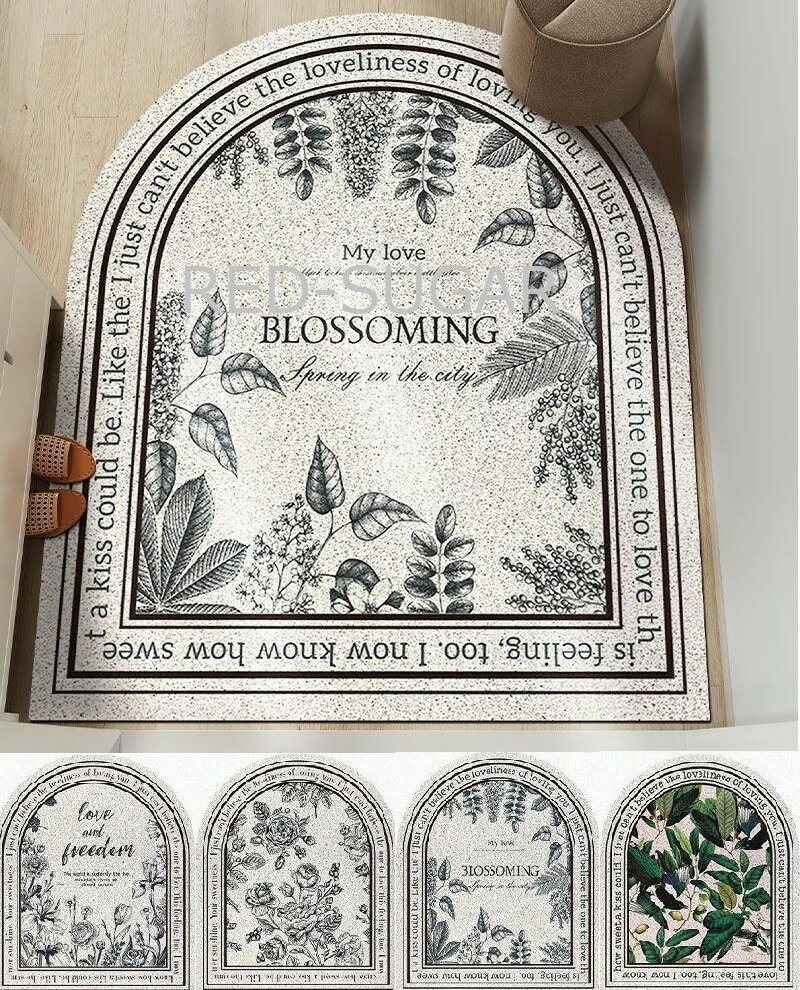 韓国人気 滑り止め カーペット バスマット 白きれい 花 玄関マットラグ 玄関マットS59