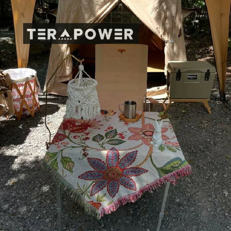 アウトドアキャンプ キャンプテーブルクロス ピクニックマット 多目的キャンプカバー 花 90*90