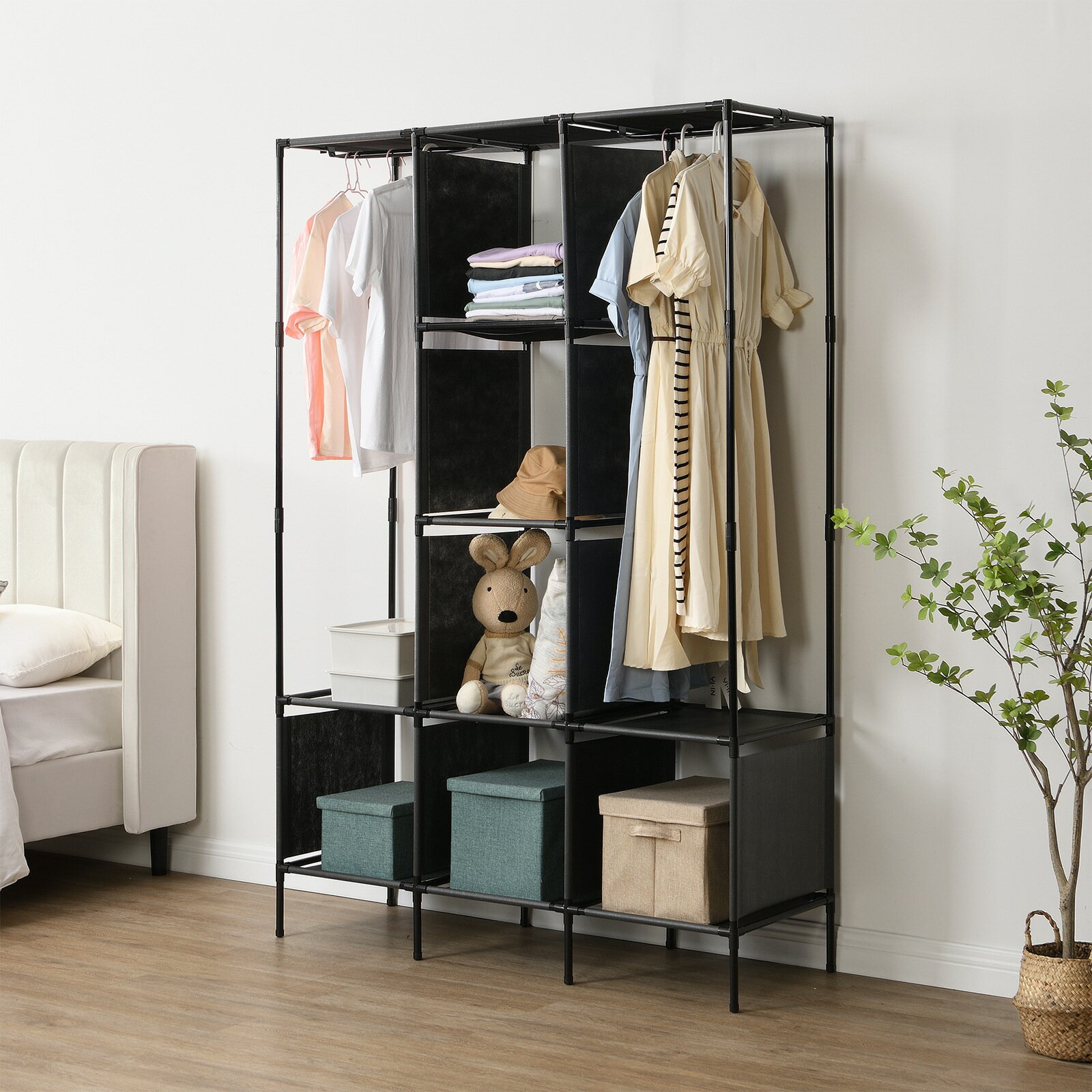 ハンガーラック スリム ワードローブ オープン式ラック