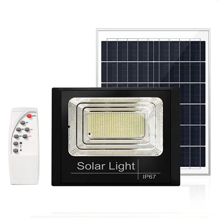 LEDソーラー投光器 65W相当 防水 電気代ゼロ 配線工事不要 リモコン付 調光機能 太陽光充電 作業灯 防犯灯 庭園照明 看板照明 昼光色