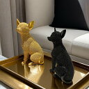 オブジェ チワワ 犬 エレガント ビーズ 装飾 おしゃれ かわいい インテリア 置物 オーナメント 動物 アニマル プレゼント ゴールド 黒 4-7(3)