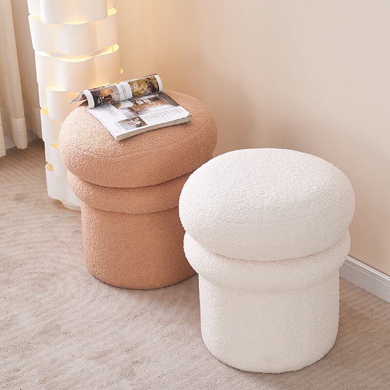 スツール ユニーク ふわもこ 手触り 柔らか おしゃれ かわいい インテリア 北欧 オットマン ドレッシング チェア 化粧 椅子 白 ピンク [3]