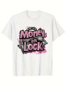 200グラムのトレンディなスタイルのTシャツ、テキスト(お金がロックされている、富、財務管理などのシンボルで)、ドル、チェーンパターン、スタイルストリート、ヒップホップ、文化のトレンドに属し、富をテーマにしたアパレル、富のコントロール