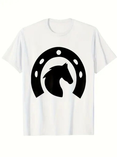 200g 馬をテーマにしたTシャツで、柄は馬の頭と蹄鉄の独創的な組み合わせ、シンプルなスタイル、馬術文化、馬術愛好家に属する、動物をテーマにした流行の服、馬や馬術スポーツへの愛を伝える。 200g 馬をテーマにしたTシャツで、柄は馬の頭と蹄鉄の独創的な組み合わせ、シンプルなスタイル、馬術文化、馬術愛好家に属する、動物をテーマにした流行の服、馬や馬術スポーツへの愛を伝える。