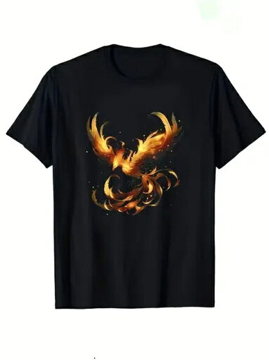 200グラムトレンドスタイルのTシャツは、パターンの物理的な情報は、黄金の不死鳥(再生の神話上のシンボル、火)、スタイルファンタジー、東洋/西洋の神話文化であり、文化、神話をテーマにした服の傾向に属している 200グラムトレンドスタイルのTシャツは、パターンの物理的な情報は、黄金の不死鳥(再生の神話上のシンボル、火)、スタイルファンタジー、東洋/西洋の神話文化であり、文化、神話をテーマにした服の傾向に属している