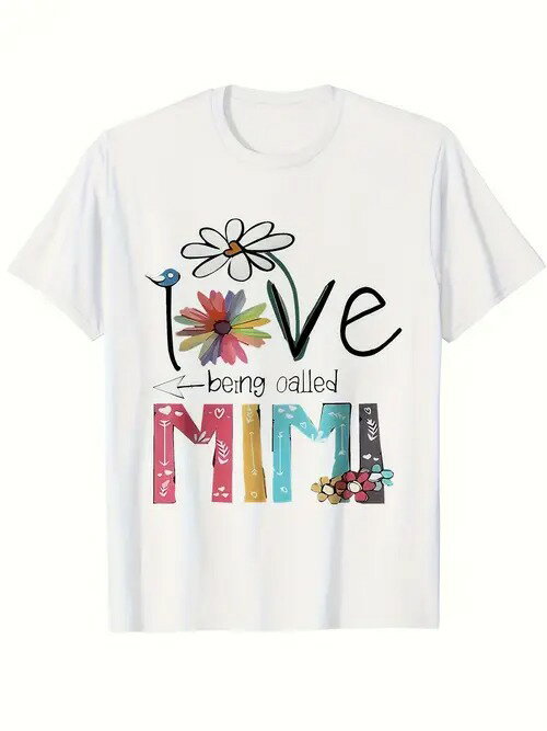 200グラム家族をテーマにしたTシャツ、花、鳥のパターン、暖かいスタイル、かわいい、家族の感情、毎日のトレンド服に属し、 「MIMI 」という名前の愛と暖かい雰囲気を伝える。
