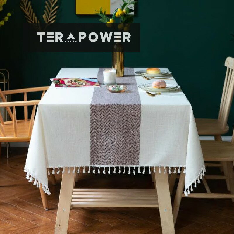 テーブルクロス 北欧 おしゃれ テーブルセッティング 四角形 長方形 配色切り替え フリンジ裾 テーブルクロス お手入れ簡単 汚れ防止 家庭用 業務用 食卓カバー