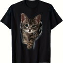 200gブラックTシャツに可愛い猫デザインがあります。プリントTシャツ100%コットン、カジュアルで快適、カジュアルウェアやギフトに最適、ショートスリーブ001