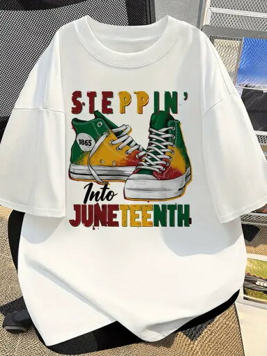 200gの白Tシャツにカラフルなハイトップ・キャンバス・シューズのグラフィックとテキストを配したこのTシャツスタイルは、文化的に記憶に残るトレンディなものだ。 200gの白Tシャツにカラフルなハイトップ・キャンバス・シューズのグラフィックとテキストを配したこのTシャツスタイルは、文化的に記憶に残るトレンディなものだ。