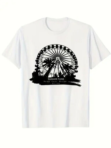 200グラムの白いTシャツは、パターンは観覧車、ヤシの木や他の夏の遊び場の要素であり、夏の楽しさとエネルギーのシンボルを伝えるために、衣類の夏、カジュアルなトレンドのテーマに属し、夏の摩耗のニーズに適した創造的な夏の遊び場プリントTシャツスタイルです。 200グラムの白いTシャツは、パターンは観覧車、ヤシの木や他の夏の遊び場の要素であり、夏の楽しさとエネルギーのシンボルを伝えるために、衣類の夏、カジュアルなトレンドのテーマに属し、夏の摩耗のニーズに適した創造的な夏の遊び場プリントTシャツスタイルです。