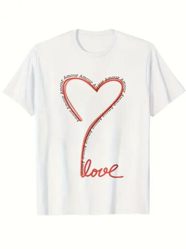 フロントには赤いハートのデザイン、縁とハートの内側には繰り返し「Amour」の文字、右下には赤で「love」の文字が入った200gのホワイト・コットンTシャツ。 ロマンティックで愛に溢れたデザインです。 フロントには赤いハートのデザイン、縁とハートの内側には繰り返し「Amour」の文字、右下には赤で「love」の文字が入った200gのホワイト・コットンTシャツ。 ロマンティックで愛に溢れたデザインです。