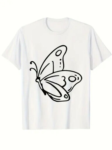 フロントに黒い蝶のプリントが施された200gのコットン製Tシャツ。 グラフィックはすっきりとしたラインの蝶で、ミニマルなデザインが好きな人向けのミニマルなスタイル。 フロントに黒い蝶のプリントが施された200gのコットン製Tシャツ。 グラフィックはすっきりとしたラインの蝶で、ミニマルなデザインが好きな人向けのミニマルなスタイル。