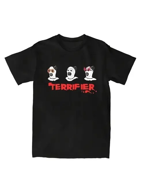 200gのブラック半袖Tシャツは、映画シリーズのホラー要素を代表する特徴的なマスクを被った3人のキャラクターが描かれている。素材はコットンで、着心地がよく通気性に優れ、ゆったりとしたフィットは毎日のレジャーに適しています。