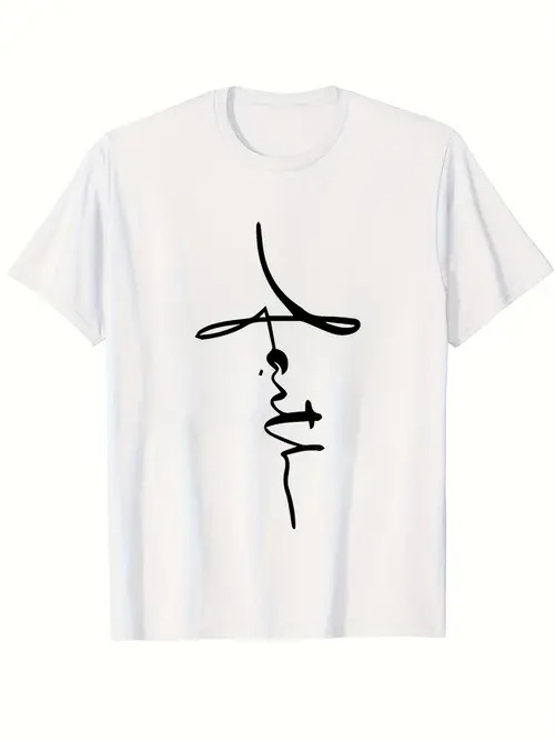 200gのコットン製Tシャツ。フロントには横向きの肖像画をかたどったブラックの抽象的なライン・グラフィックがプリントされ、滑らかなラインとミニマルでモダンなスタイルが特徴。