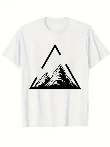 200gのコットンTシャツのフロントには、三角形で縁取られた山頂のシルエットがブラックでプリントされ、クリーンなデザインとミニマルでモダンなスタイルが特徴。 200gのコットンTシャツのフロントには、三角形で縁取られた山頂のシルエットがブラックでプリントされ、クリーンなデザインとミニマルでモダンなスタイルが特徴。