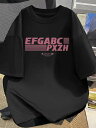 200gのブラックTシャツにピンクの文字がプリントされ、ミニマルなスタイルにトレンディなひねりが加えられている。ユニセックス、ルーズフィット、コットン、快適で通気性が良い。(4)