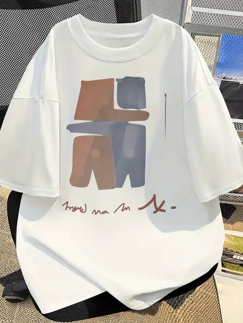 モノグラムがプリントされた200gの白Tシャツは、ミニマルでトレンディなスタイル。200gのコットン製で、着心地がよく、通気性と不浸透性を備えている。
