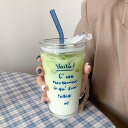 ジュースカップイン 風水カップ ギフト販売 ガラスコーヒーカップ 大容量 ガラスストローカップ