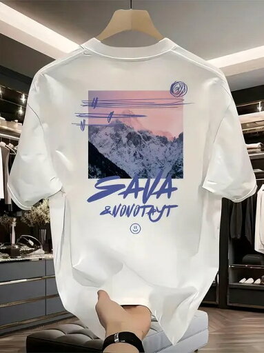 200gのホワイト半袖Tシャツの背中には雪山の風景が描かれ、上部にはパープルのライン、下部にはパープルのレタリング、右下にはスマイリーフェイス柄があしらわれ、フレッシュでトレンディなスタイルに仕上がっている。コットンの生地は着心地がよく、通気性に優れている。 200gのホワイト半袖Tシャツの背中には雪山の風景が描かれ、上部にはパープルのライン、下部にはパープルのレタリング、右下にはスマイリーフェイス柄があしらわれ、フレッシュでトレンディなスタイルに仕上がっている。コットンの生地は着心地がよく、通気性に優れている。