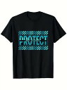 200gのブラック半袖Tシャツは、エコフレンドリーなメッセージ。文字は立体的なブルーグリーンで、周囲には市松模様が施され、人目を引くトレンディなデザインとなっている。素材はコットンで、着心地がよく、通気性に優れ。