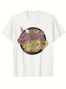 フロントにカラフルなテキストとグラフィックをあしらった200gのコットンTシャツ。 中央にはピンクとイエローのグラデーションの文字、背景にはヒョウ柄の黒いサークル、そしてウサギの耳と花の装飾があしらわれ、イースターの陽気な雰囲気に満ちたスタイルです。
