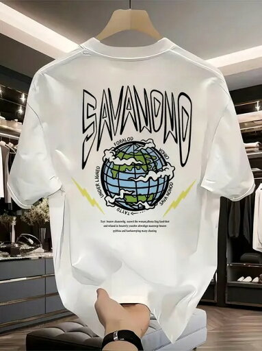 200gの白い半袖Tシャツの背面には、人目を引く黒い文字、その下に地球儀のモチーフ、地球儀の周囲に稲妻の形をした黄色のアクセント、地球儀のモチーフの縁を囲む文字、そして下部に小さく英文がプリントされている。コットン素材は着心地がよく、通気性に優れている。 200gの白い半袖Tシャツの背面には、人目を引く黒い文字、その下に地球儀のモチーフ、地球儀の周囲に稲妻の形をした黄色のアクセント、地球儀のモチーフの縁を囲む文字、そして下部に小さく英文がプリントされている。コットン素材は着心地がよく、通気性に優れている。