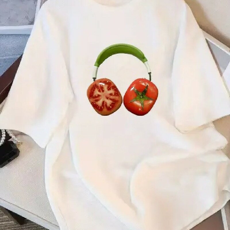 200gはアイデアの図案を印刷しています:緑色のイヤホンとトマト(半分スライス、半分完全)、スタイルの..