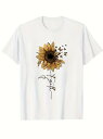 200gのコットン製Tシャツは、フロントに黄色のひまわりのプリント、ひまわりの横には小さな蝶がひらひらと舞い、その下には黒の手書き風文字があしらわれ、全体的に希望と信念に満ちたスタイルとなっている。