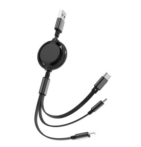 3伸縮する携帯電話のケーブルは速く充電して適用しますアップルアンドロイドtype-clogo 3合一伸縮可能です