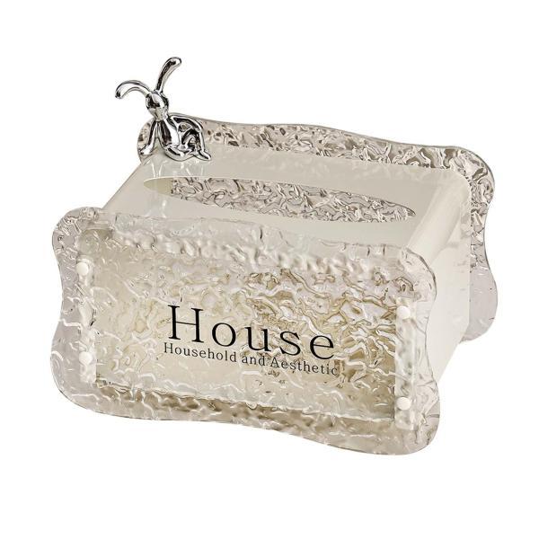 ティッシュボックスホルダー装飾高級ナプキンホルダーレストランの寝室の車の白いウサギ