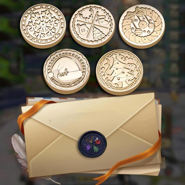 クリスマス シール スタンプ セット 25mm 5個 パーティー クリスマス ギフト グリーティングカード スノーフレーク用