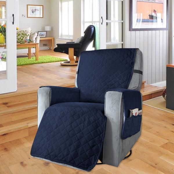 オフィスホームネイビーL用リクライニングチェアカバー洗濯可能な防水ソファカバーL