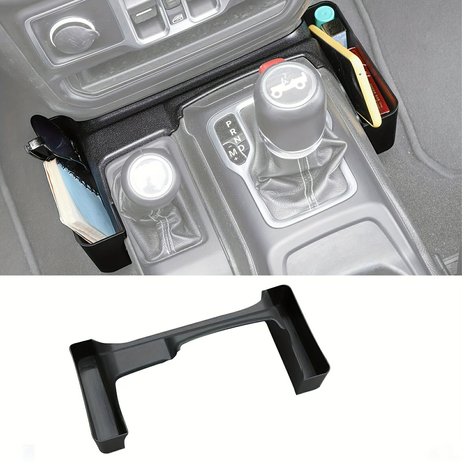 GT-2シフター収納ボックス、ギアシフトコンソールサイドトレイオーガナイザー2018-2023ジープラングラーJL JLU＆グラディエーターJT用