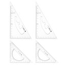 T三角定規スクエアセット 13 cm 12 cm 30/60と45/90度 測定ツール 教室 ホーム オフィス用 透明 2個
