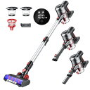 コードレス コードレス掃除機 LCD液晶ディスプレイ サイクロン 掃除機 スティッククリーナー ハンディクリーナー電気掃除機 左右180°上下90°回転 フィルター 多重濾過 LEDライト5つ付 着脱式バッテリー 伸縮型パイプ 強弱2段階モード 壁掛けブラケット;アダプター付き