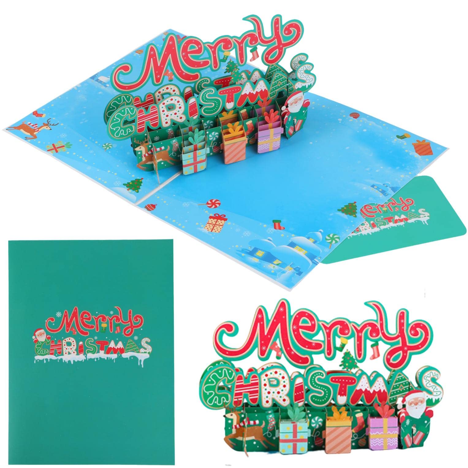 グリーティングカード クリスマス サプライズ 演出 お祝い 寄せ書き 3D 立体 手紙 メッセージカード付 (メリークリスマス)