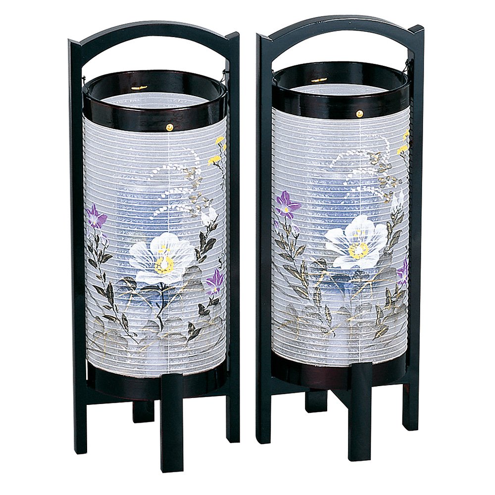 仏壇屋 滝田商店 盆提灯 盆ちょうちん 回転行灯 みやび3号 「東山」6623(一対)◆高さ34cm×巾14cm◆ 置き提灯 証明書付