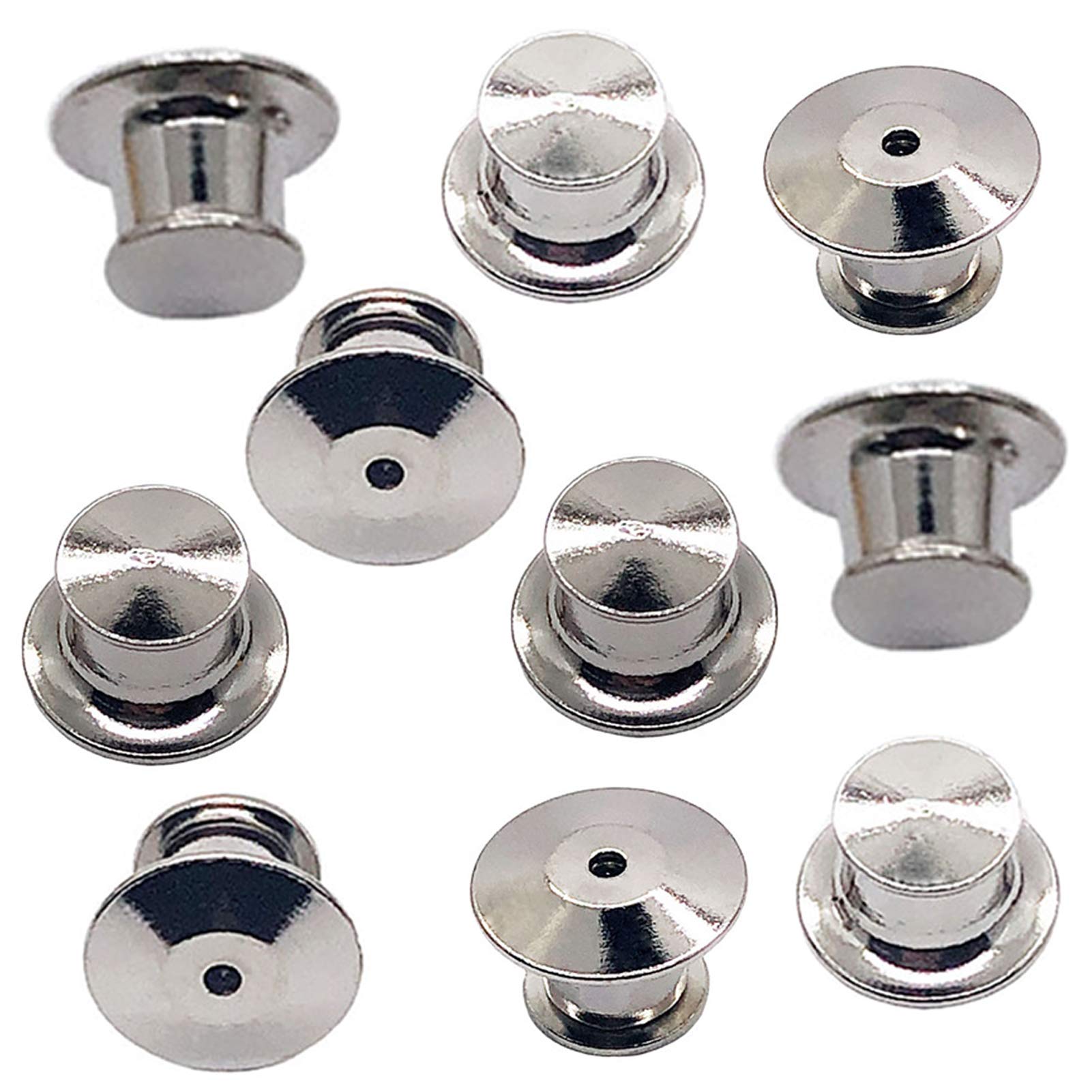 ピンバッジの留め具デラックス平型クラッチ銀色10個セット