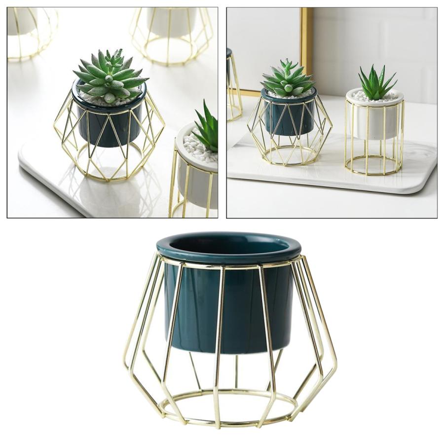 レトロな鉄のライン花瓶フレーム家の装飾部屋モダンなダークグリーンの花瓶