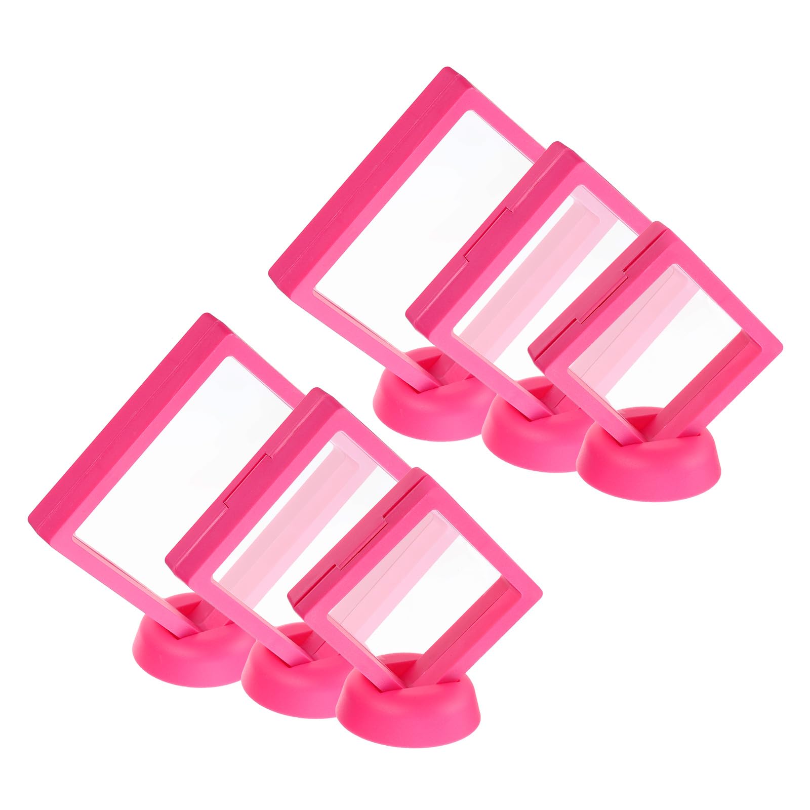 T3Dフロー ティングディスプレイケース フロー ティングフレーム ディスプレイホルダースタンド 透明 PE 宝石収納ボックス 3サイズ ローズレッド