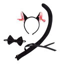 子供猫耳、蝶ネクタイと尻尾セット動物コスチュームセット頭飾りクリエイティブヘアアクセサリーコスプレ休日の誕生日ギフト