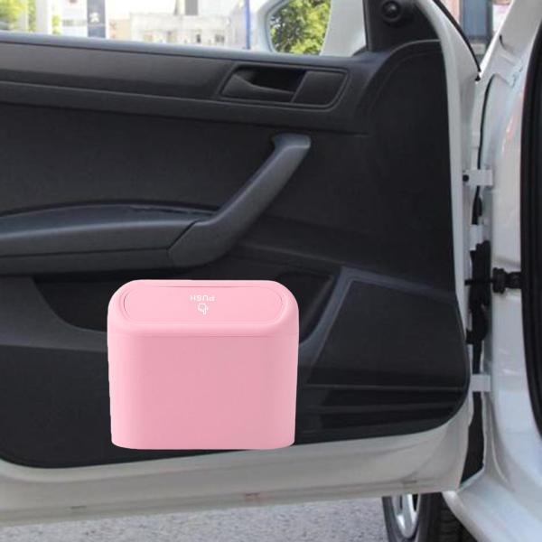 車のゴミ箱ミニ自動ゴミ箱ゴミオーガナイザーオフィスオート用ピンク