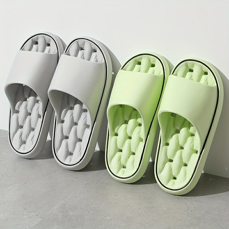 ユニセックスソリッドカラー漏れやすいオープントゥ通気性スリッパ、快適な滑り止め耐久性のあるカジュアルなソフトソールスライド、男性と女性の屋内アクティビティ用
