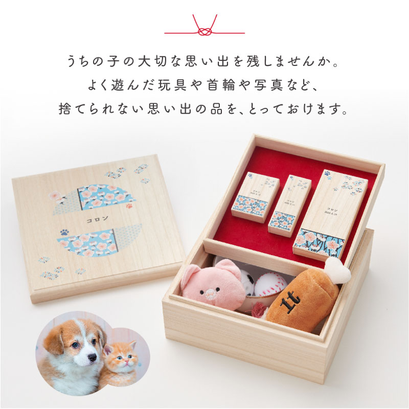 ペットグッズ専門店 Zenpetsの【送料無料 名入れ無料】 ワンにゃんおもいで入れセット Qtte ペット 名前入り 犬用 猫用 メモリアル 祈り 願い おしゃれ かわいい モフモフ 乳歯 おヒゲ入れ｜アングル2