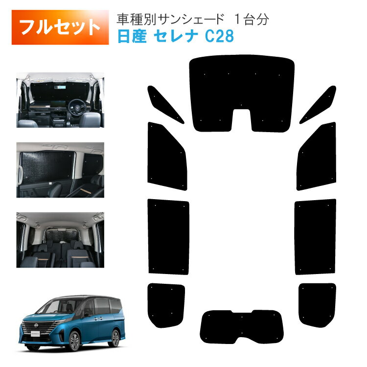 車用サンシェード1台分 フロントサイドリアセット 日産 セレナ C28 C28系 スマートルームミラー有り専用 C28 カーシェード 日除け 目隠しパーツ 専用 車 車用 車用品 車内 カー用品 盗難防止 日よけ 車中泊 アウトドア プライバシー