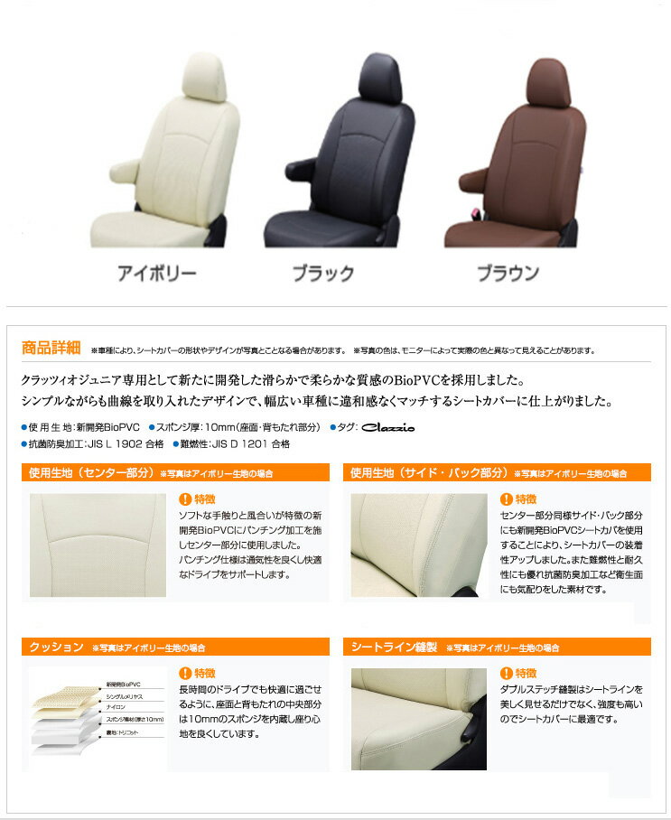 Clazzioシートカバー Jr（ジュニア） トヨタ ハイエースバン H24/5〜H28/5 グレード DX / DX-GLパッケージ 型式 KDH201 / KDH206 / TRH200 定員 9 ET1631